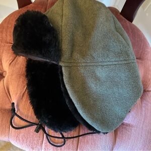 Turtle Fur VINTAGE Warm Vermont Trapper Hat Winter Hunting Ski Fleece Fur Lined